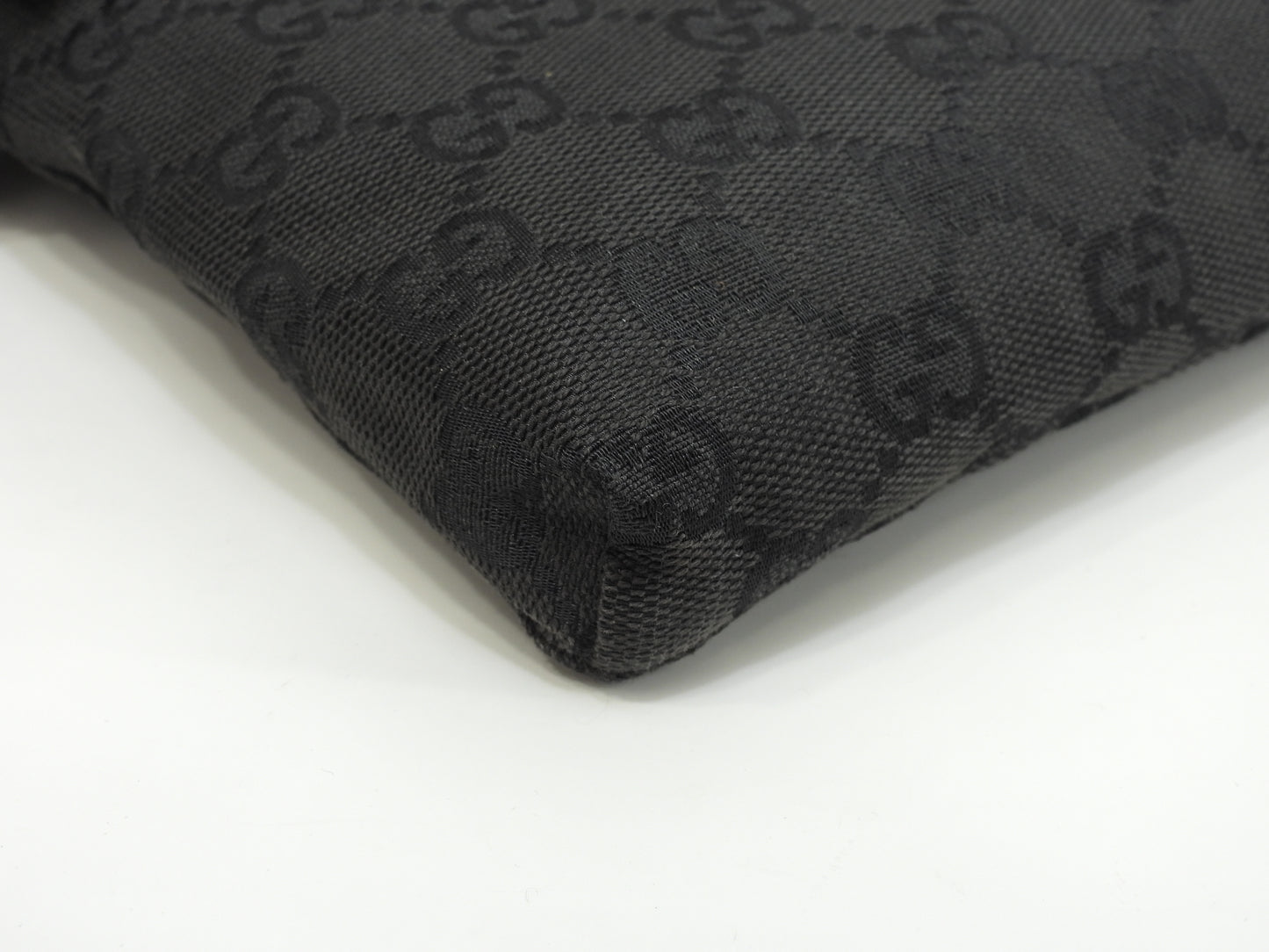 グッチ ベルトバッグ GGシュプリーム コットン黒革 ボディバッグ ウエストバッグ 美品@ 16