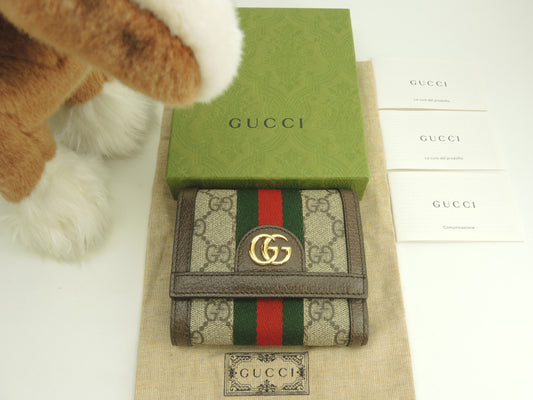 グッチ コンパクトウォレット オフィディア GGシェリー 3折財布 未使用@ 9