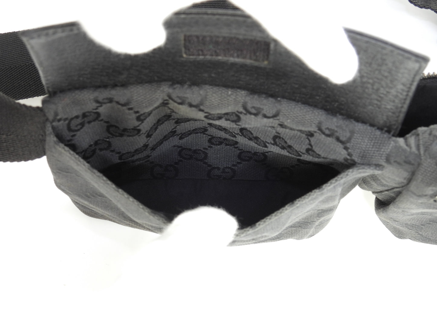 グッチ ベルトバッグ GGシュプリーム コットン黒革 ボディバッグ ウエストバッグ 美品@ 16