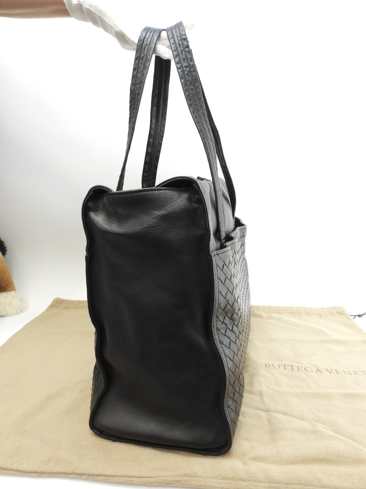 ボッテガヴェネタ ショルダーバッグ イントレチャート レザー黒 ビジネストートバッグ@B07703979Z
