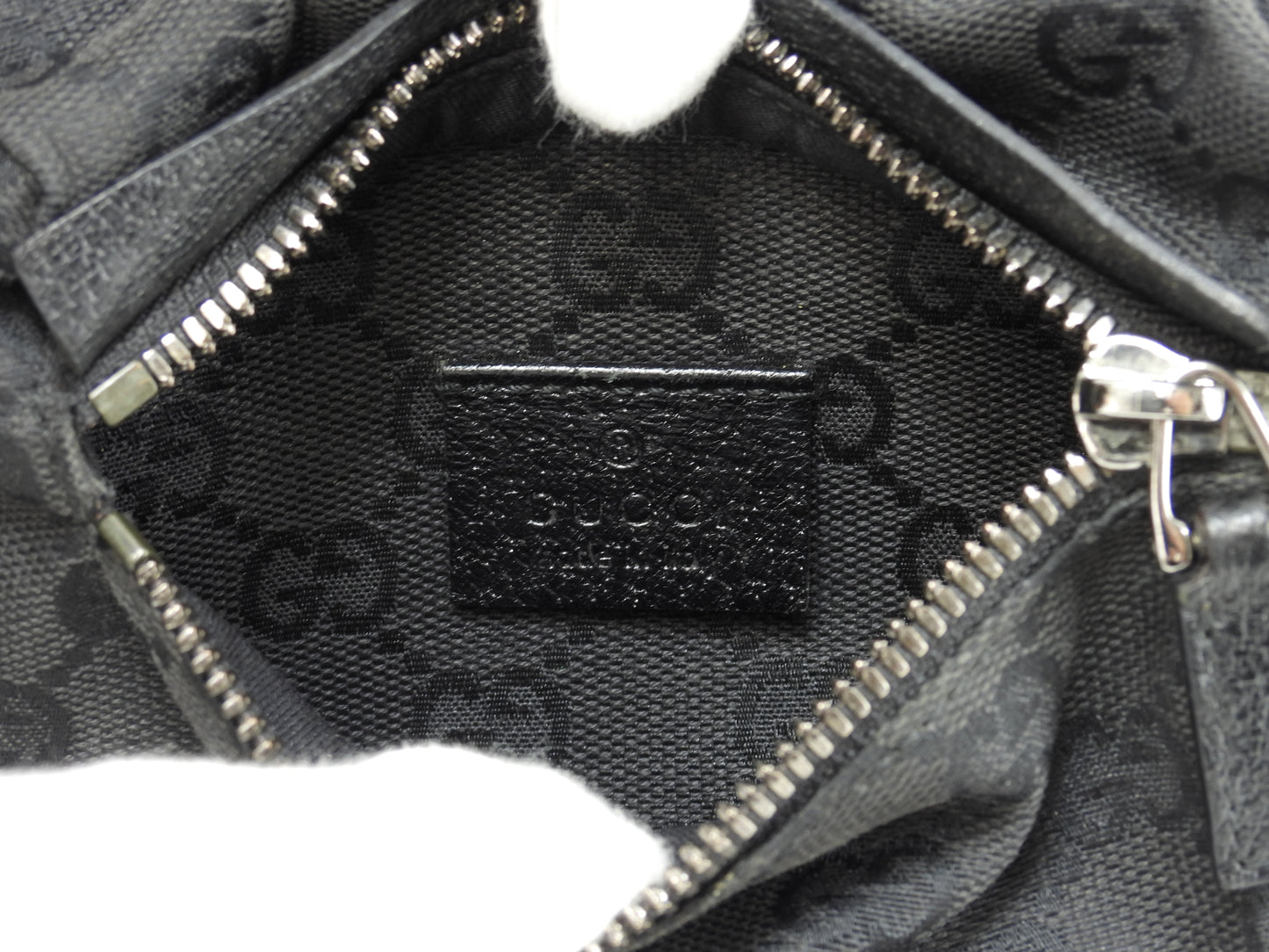 グッチ ベルトバッグ GGシュプリーム コットン黒革 ボディバッグ ウエストバッグ 美品@ 16