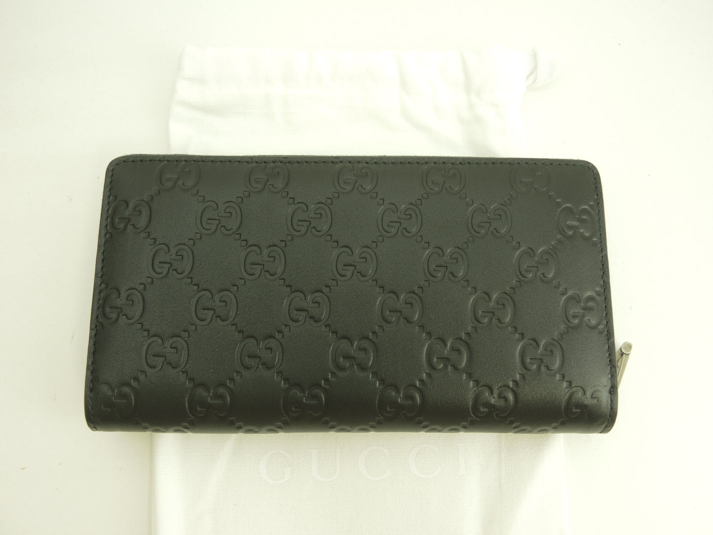グッチ ロングウォレット GGエンブレム 新シマレザー黒 ジップ長財布 新品@ 1