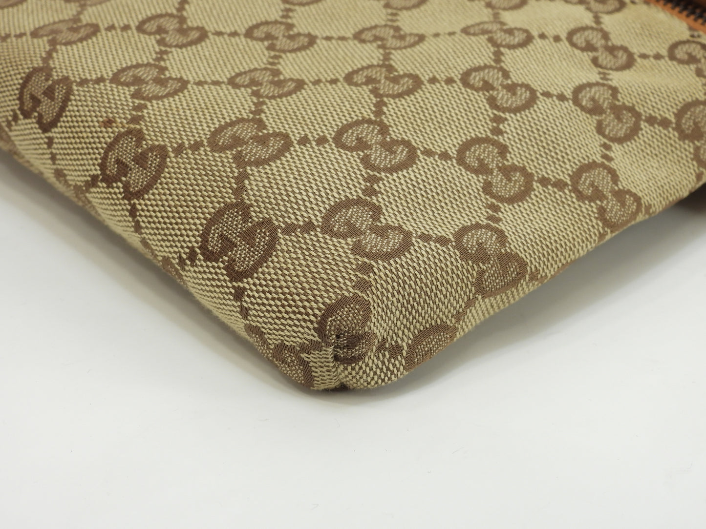 グッチ ベルトバッグ GGシュプリーム コットン茶黄革 ボディバッグ ウエストバッグ 美品@ 17