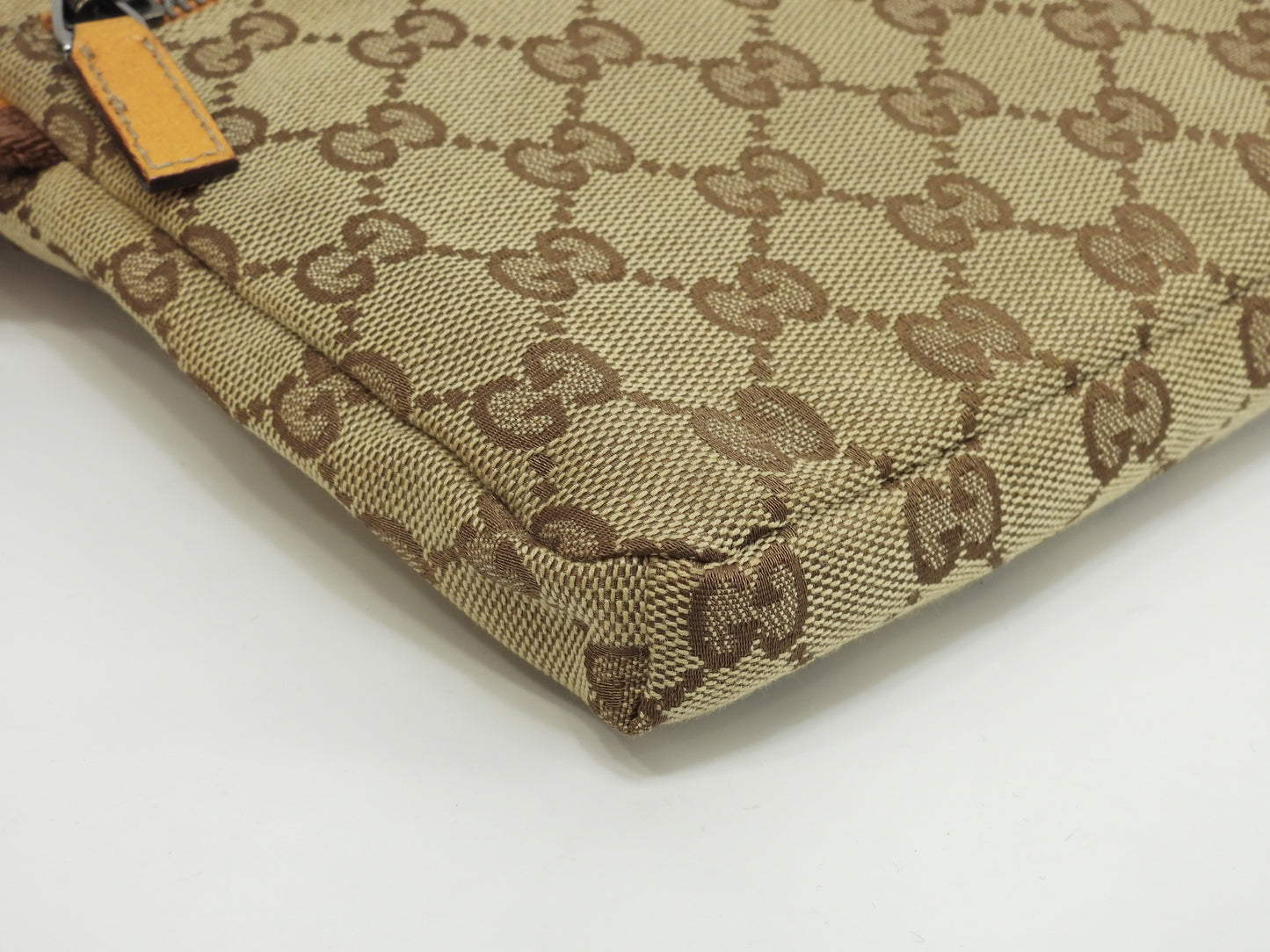 グッチ ベルトバッグ GGシュプリーム コットン茶黄革 ボディバッグ ウエストバッグ 美品@ 17