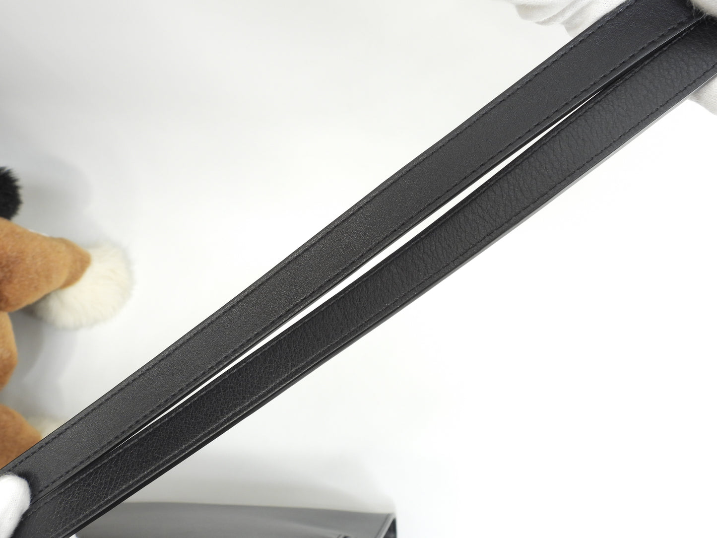 デルボー タンペートGM シルキーカーフレザー 黒 s付ハンドバッグ ケリー型@BO4D