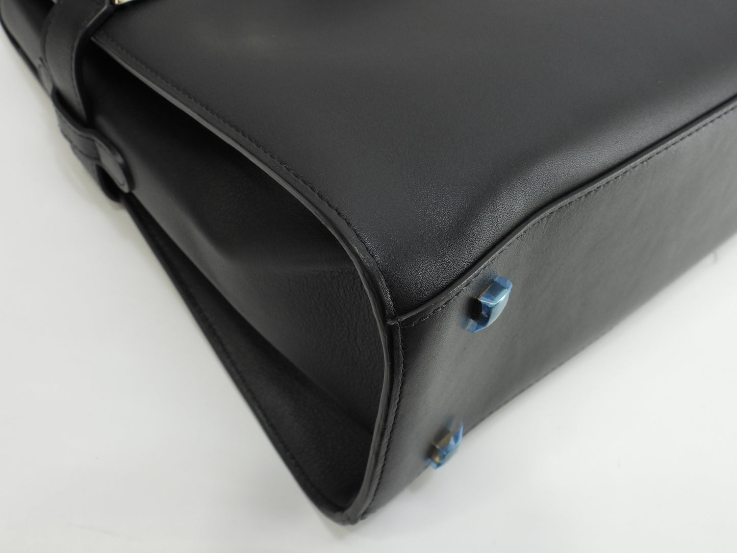 デルボー タンペートGM シルキーカーフレザー 黒 s付ハンドバッグ ケリー型@BO4D