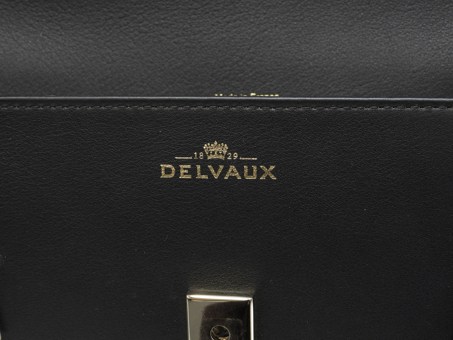 デルボー タンペートGM シルキーカーフレザー 黒 s付ハンドバッグ ケリー型@BO4D