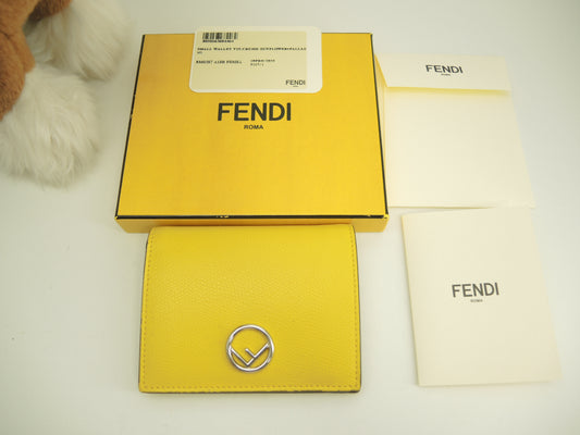 フェンディ コンパクトウォレット エフイズフェンディ レザー黄 2折財布 美品@ 7