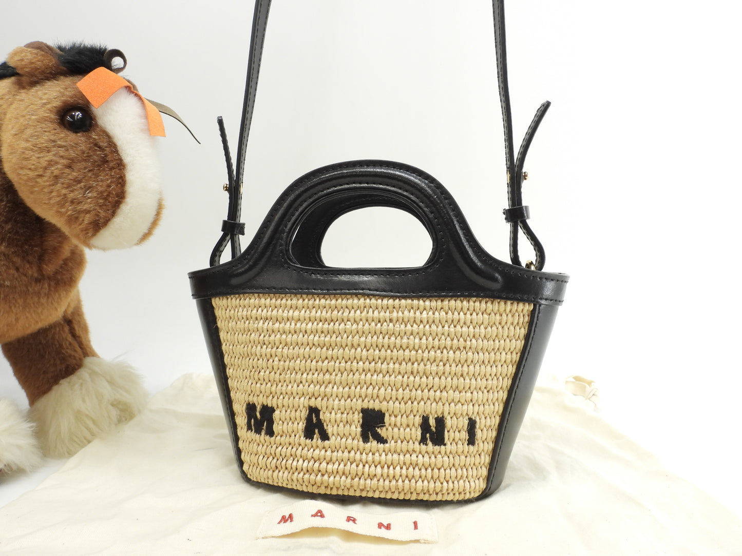 マルニ トロピカリア マイクロ ナイロン茶黒革 ポシェット 極美品@ 4