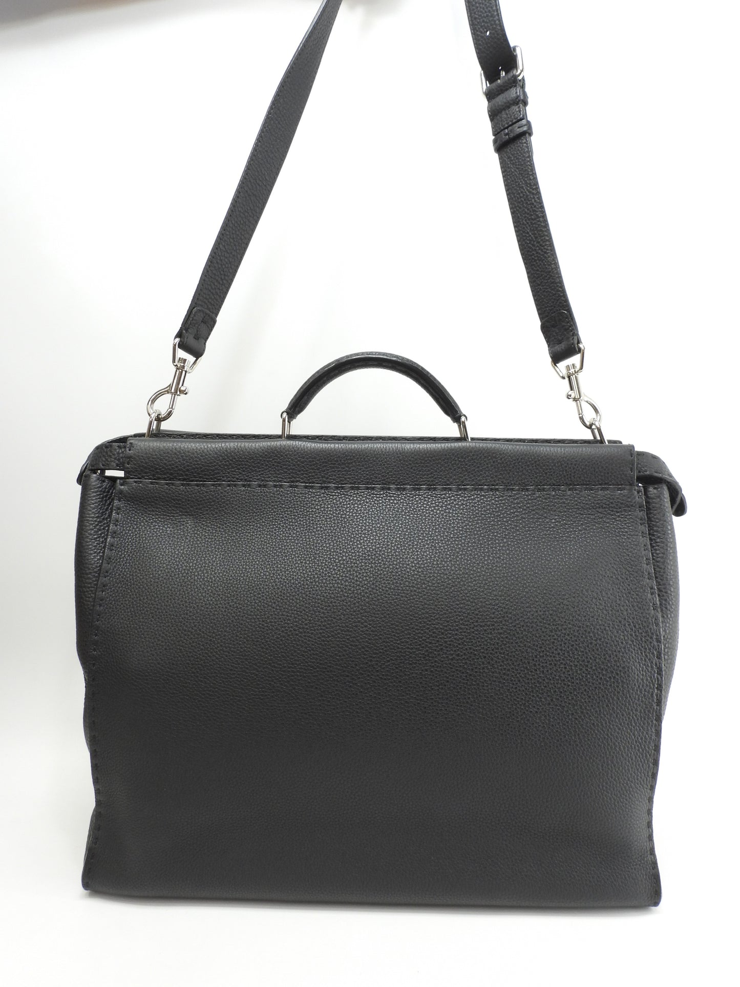 フェンディ ピーカブー大 モンスター セレリアレザー黒 メンズハンドバッグ 極美品@ 69