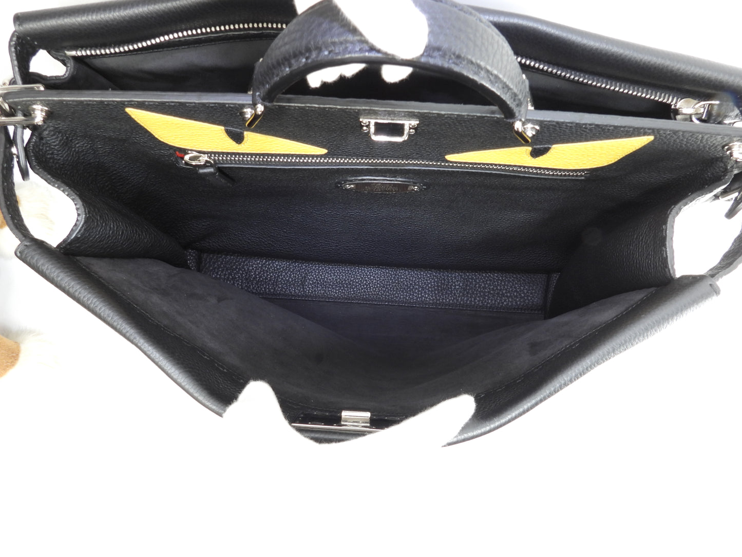 フェンディ ピーカブー大 モンスター セレリアレザー黒 メンズハンドバッグ 極美品@ 69