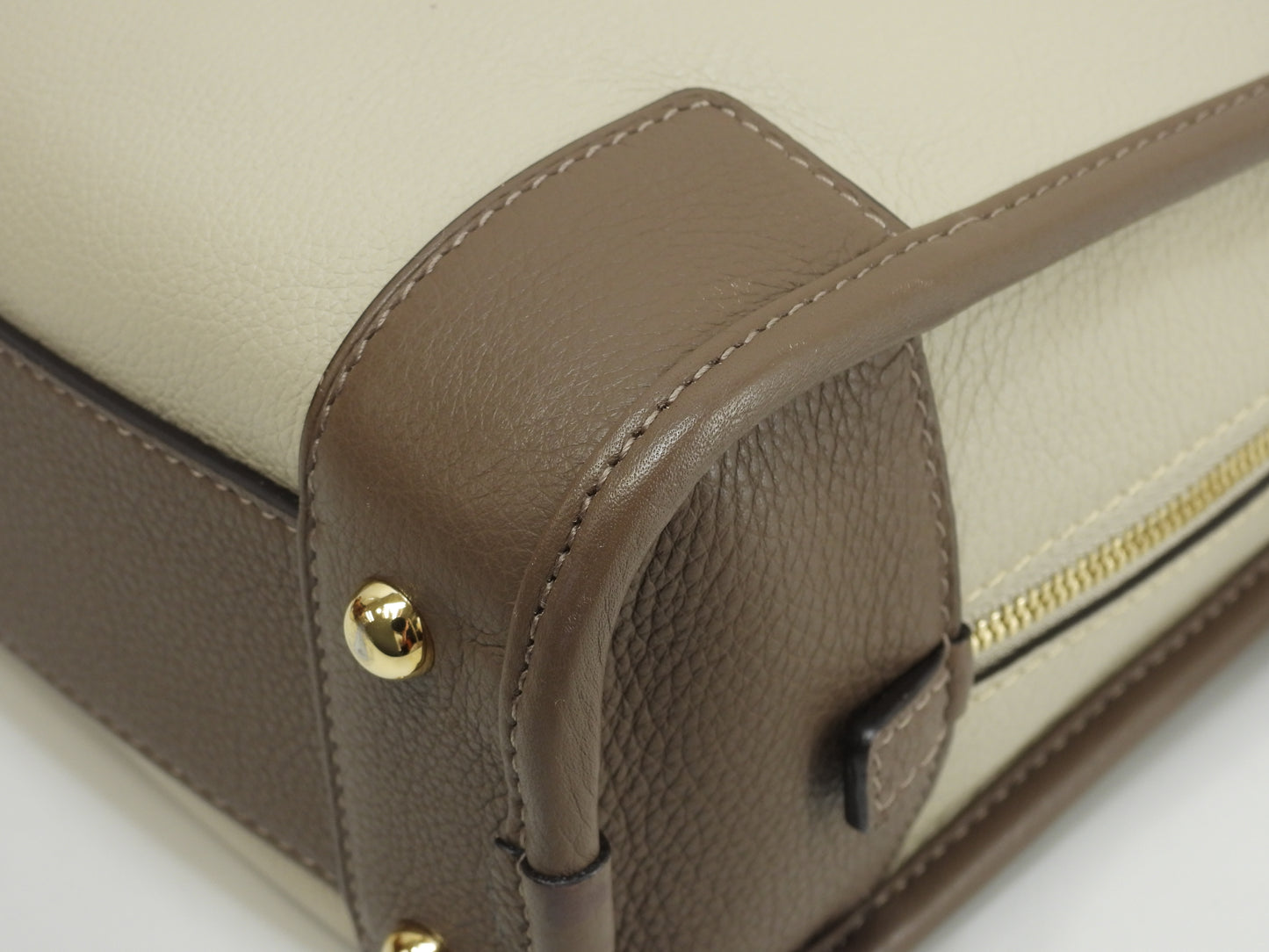 ロエベ s付アマソナ23 レザー グレージュ茶ボルドー ミニハンドバッグ ポシェット 極美品@011507