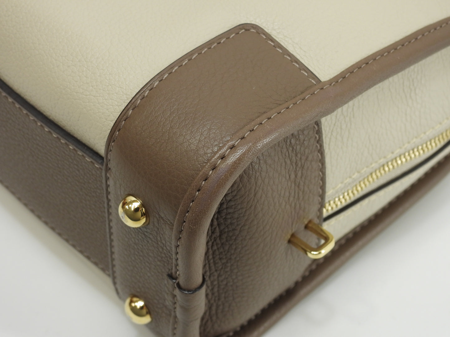 ロエベ s付アマソナ23 レザー グレージュ茶ボルドー ミニハンドバッグ ポシェット 極美品@011507