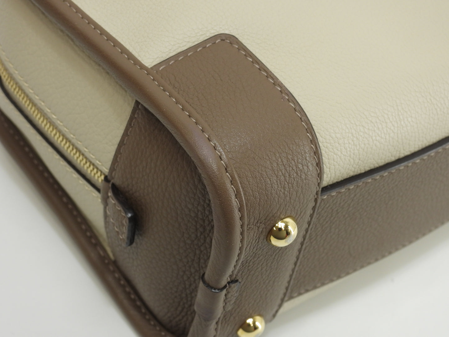 ロエベ s付アマソナ23 レザー グレージュ茶ボルドー ミニハンドバッグ ポシェット 極美品@011507