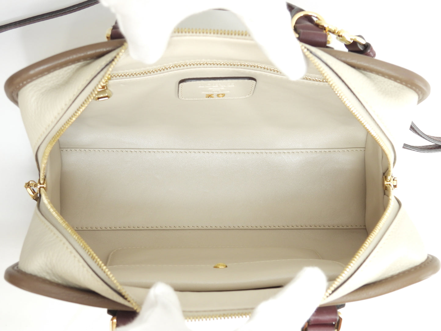 ロエベ s付アマソナ23 レザー グレージュ茶ボルドー ミニハンドバッグ ポシェット 極美品@011507