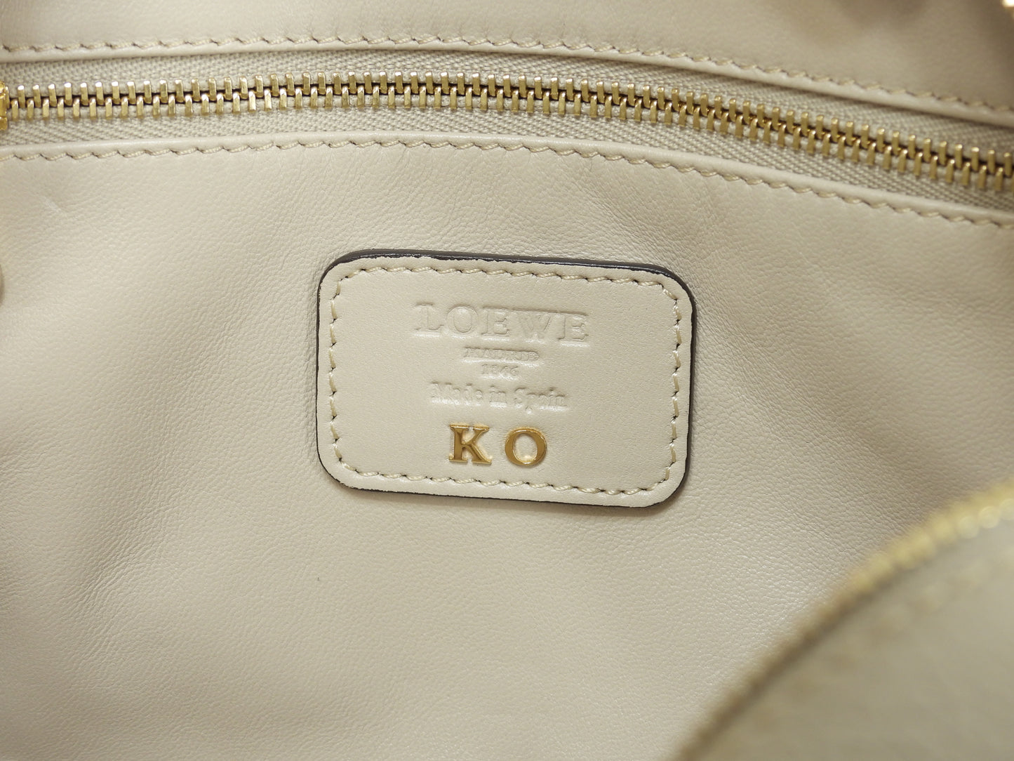 ロエベ s付アマソナ23 レザー グレージュ茶ボルドー ミニハンドバッグ ポシェット 極美品@011507