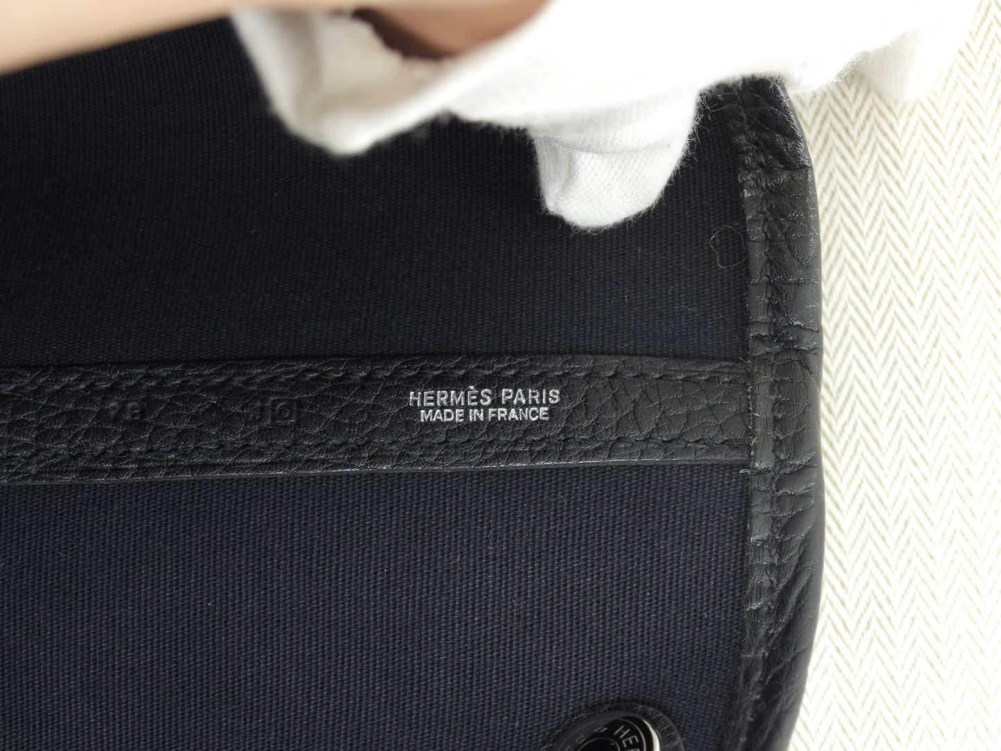 エルメス ガーデンパーティPM ロングショルダー コットン革黒 トートバッグ 極美品@□P 3