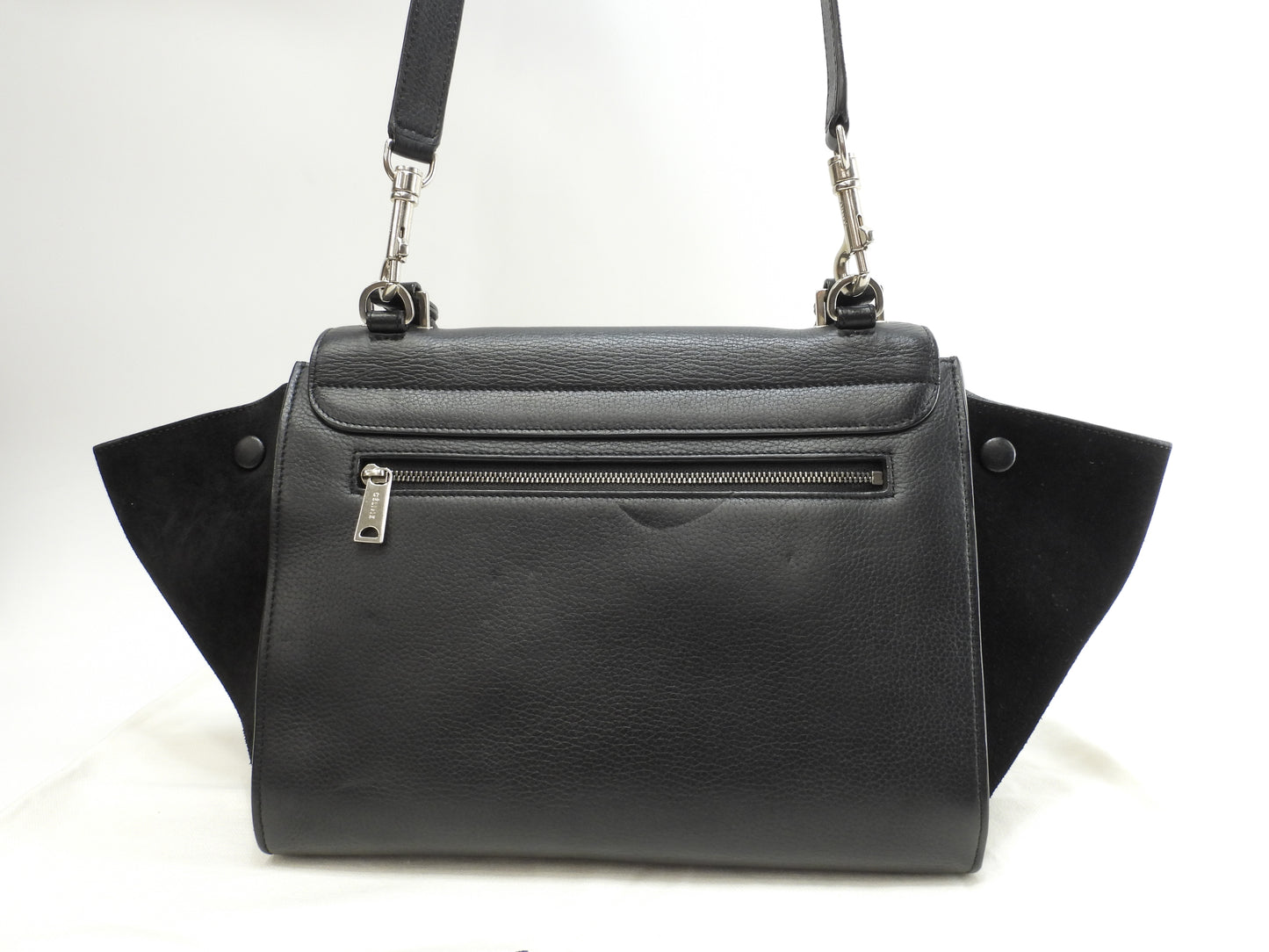 セリーヌ トラペーズ スモール レザー黒 ショルダーストラップ付ハンドバッグ@ 31