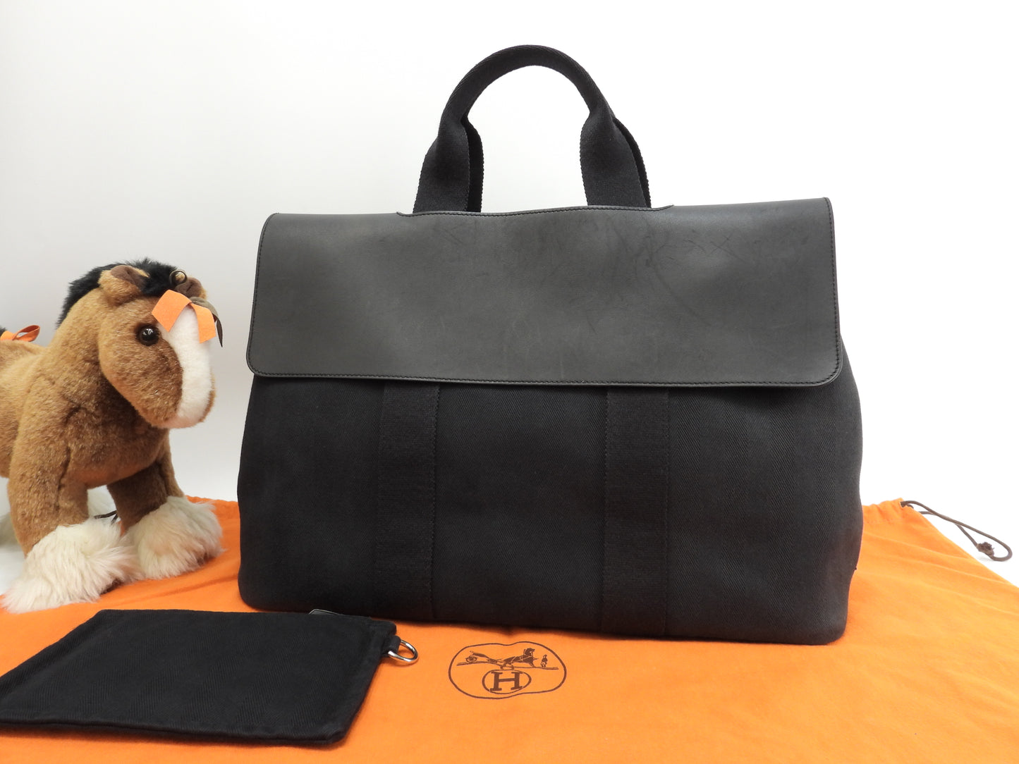 エルメス ヴァルパライソMM コットン/レザー 黒 ハンドバッグ トートバッグ 美品@ 61