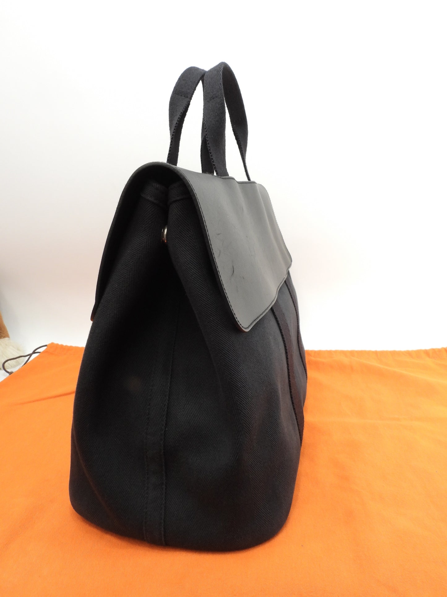 エルメス ヴァルパライソMM コットン/レザー 黒 ハンドバッグ トートバッグ 美品@ 61