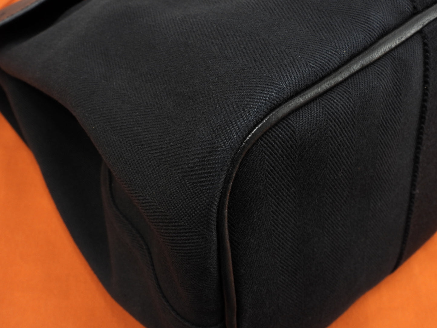 エルメス ヴァルパライソMM コットン/レザー 黒 ハンドバッグ トートバッグ 美品@ 61