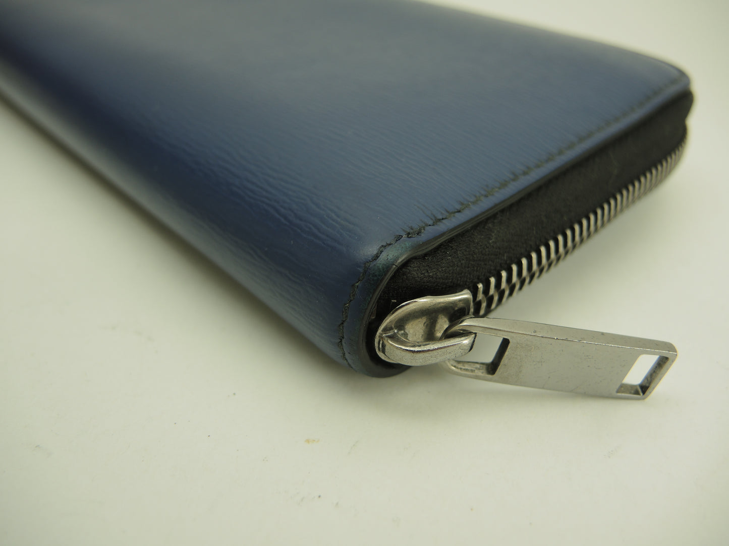 Christian Dior Homme Long Wallet Leather Blue Bee Zip Around Long Wallet @24-BO-0198