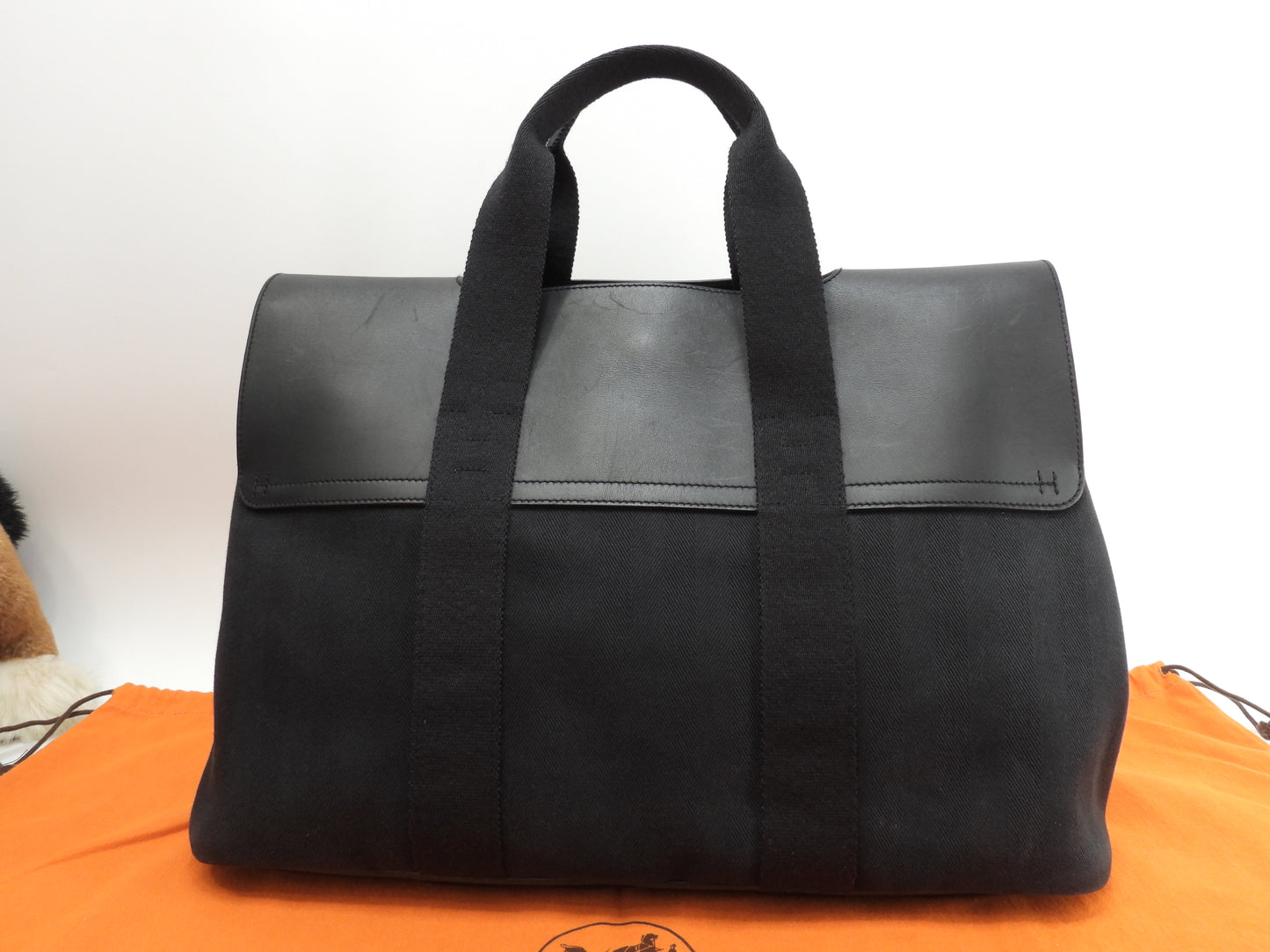 エルメス ヴァルパライソMM コットン/レザー 黒 ハンドバッグ トートバッグ 美品@ 61