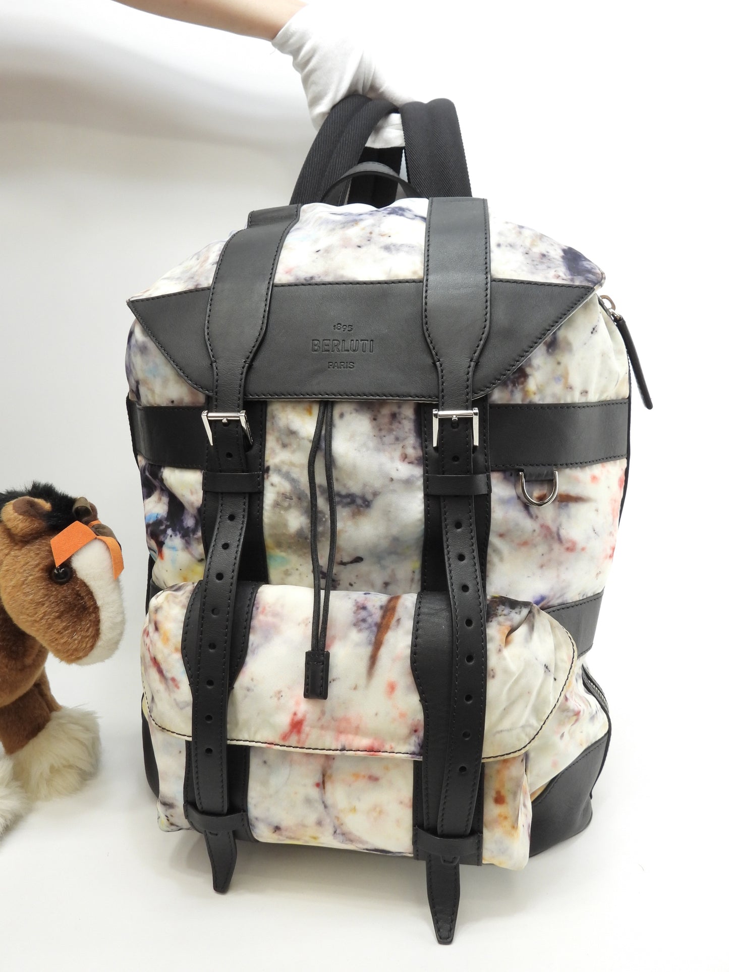 ベルルッティ バックパック 限定マーブル黒 ナイロン革コンビ リュックサック 極美品@U0159