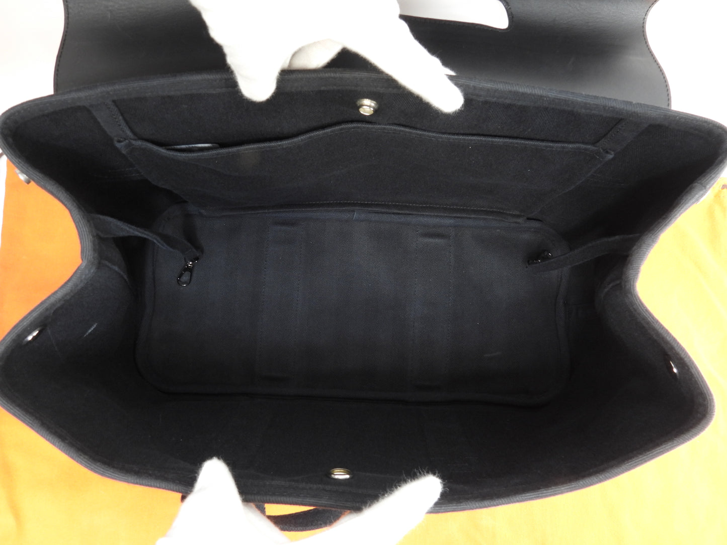 エルメス ヴァルパライソMM コットン/レザー 黒 ハンドバッグ トートバッグ 美品@ 61