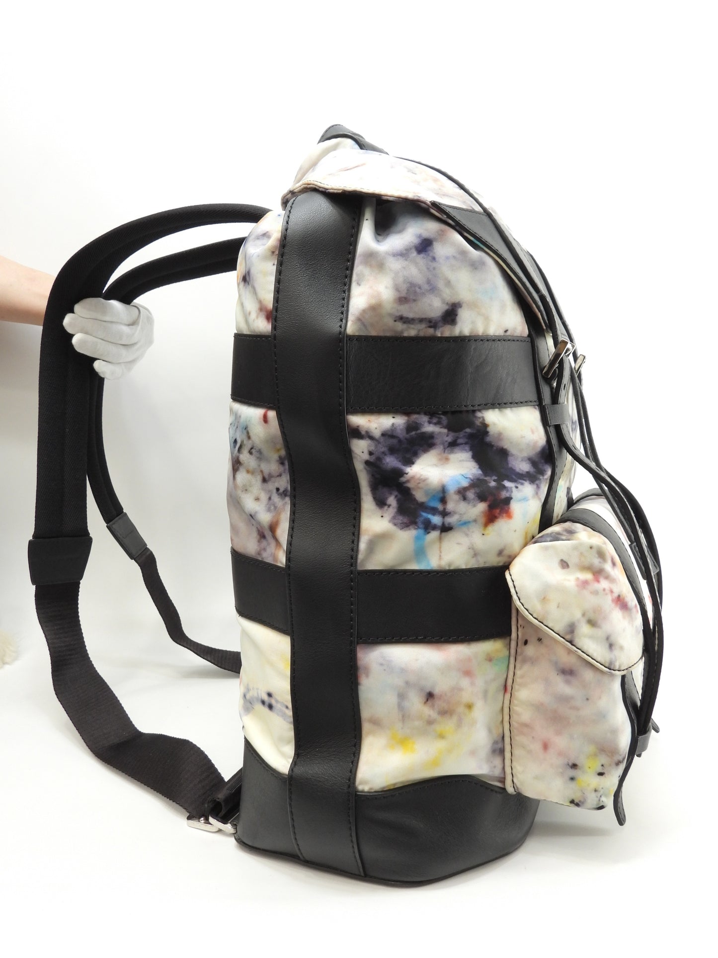 ベルルッティ バックパック 限定マーブル黒 ナイロン革コンビ リュックサック 極美品@U0159