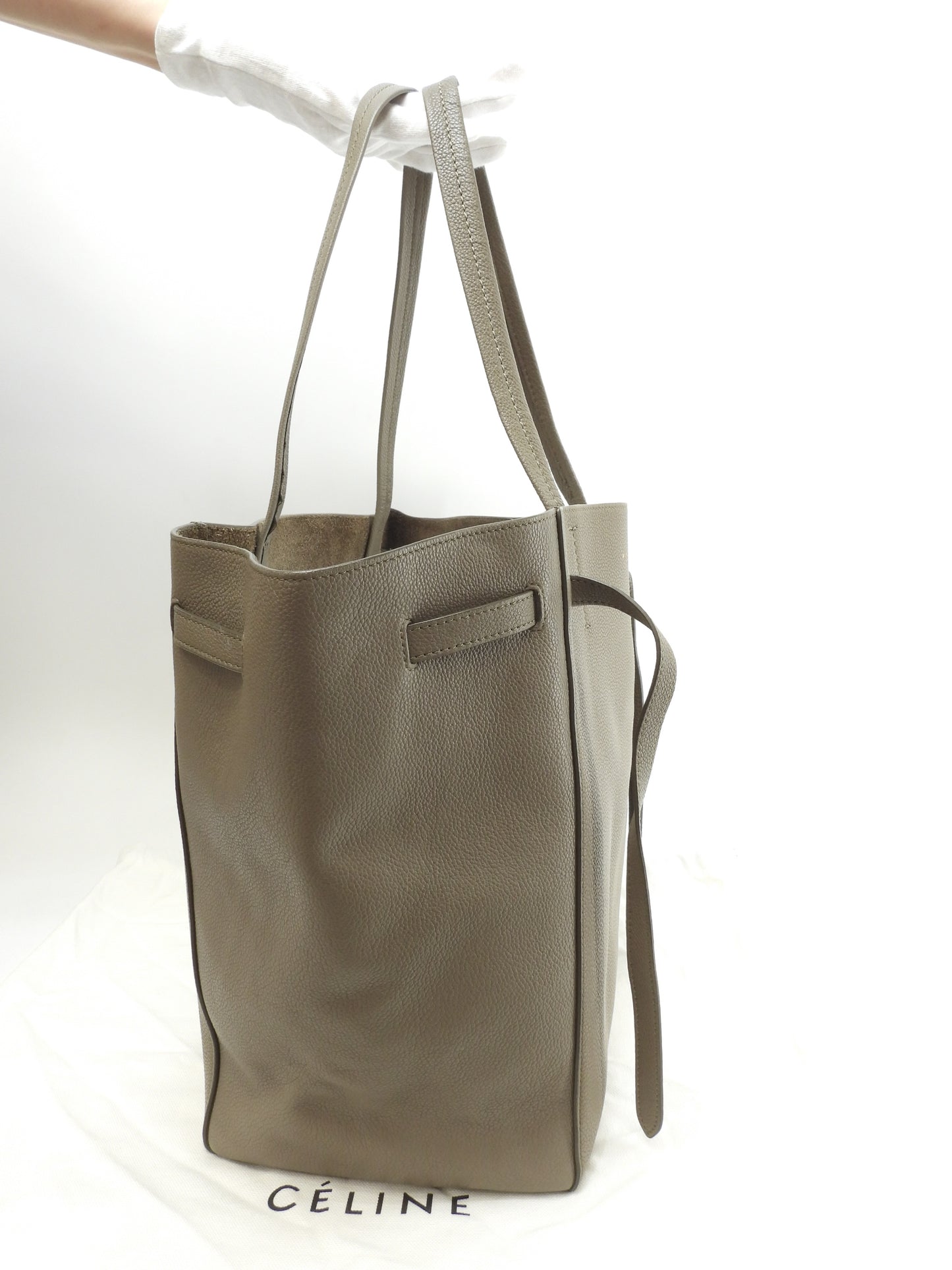 セリーヌ カバファントム スモール レザー灰 トートバッグ ショッピングバッグ 美品@W-CU-3116 2