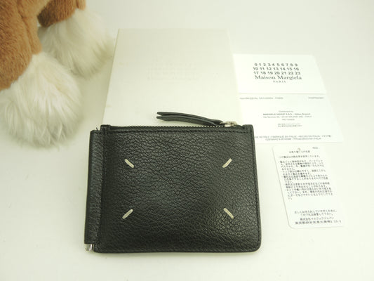 マルタンマルジェラ マネークリップ付フラグメントケース 白4ステッチ レザー黒 コインケース@ 5