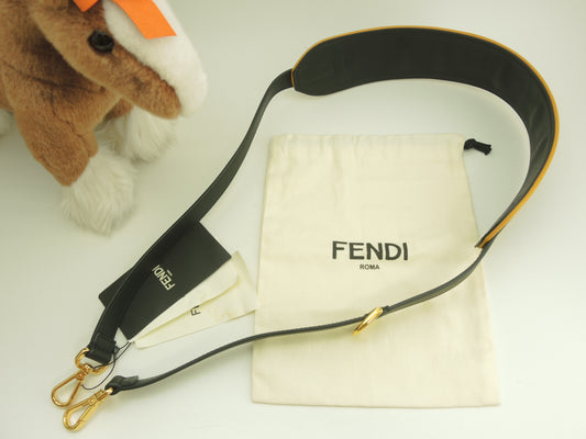 フェンディ ショルダーストラップ FILAコラボ レザー黒黄 未使用@ 6