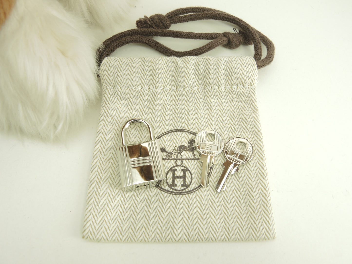 エルメス 南京錠 鍵2個 シャインシルバー パドロック キー 31 バッグチャーム極美品@ 209