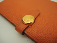 エルメス ドゴンロング トゴ/オレンジ オレンジ金具 2折長財布 ロングウォレット@□M
