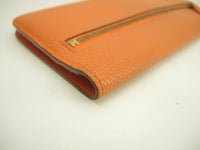 エルメス ドゴンロング トゴ/オレンジ オレンジ金具 2折長財布 ロングウォレット@□M