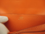 エルメス ドゴンロング トゴ/オレンジ オレンジ金具 2折長財布 ロングウォレット@□M
