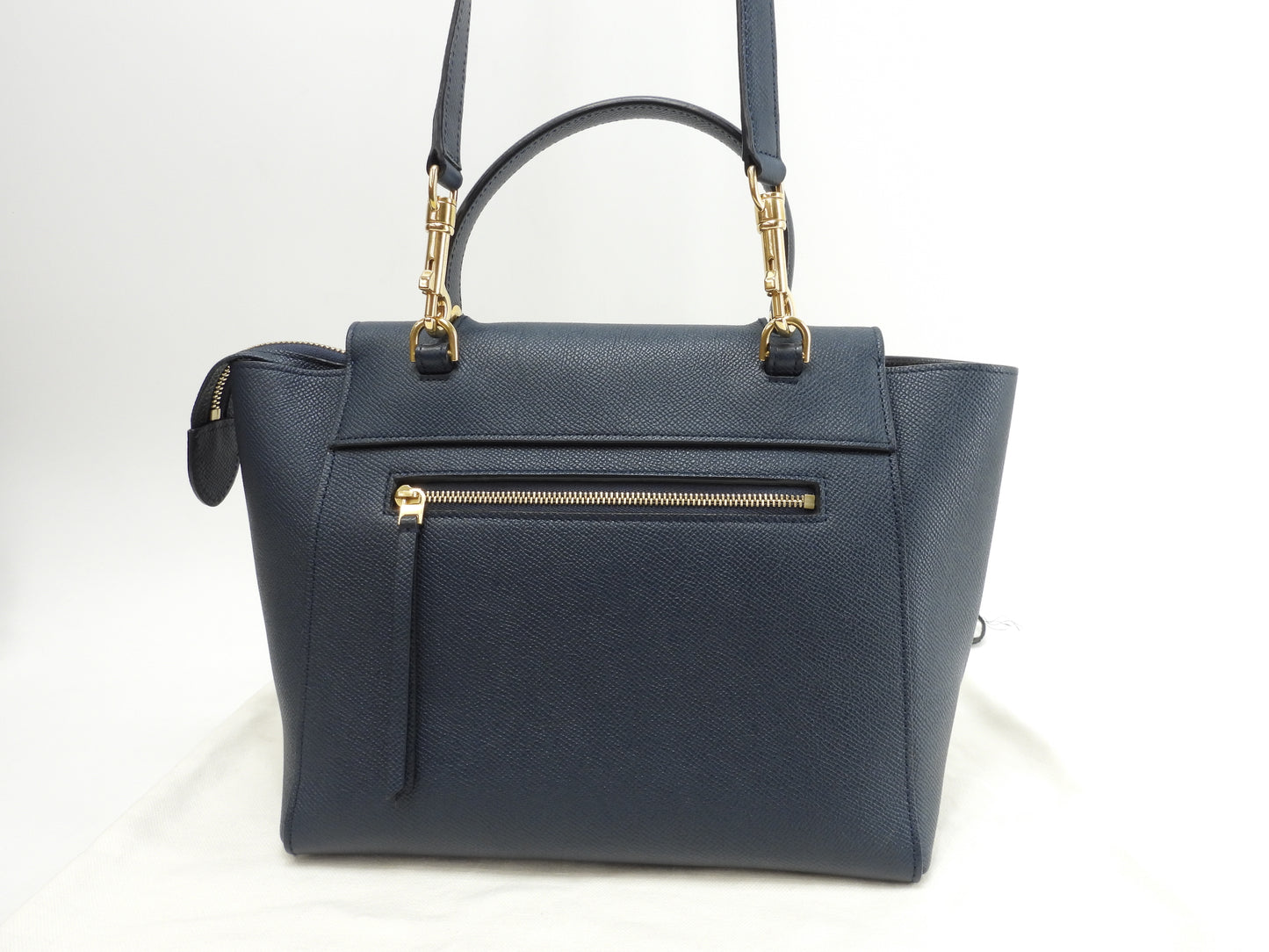 セリーヌ ベルトバッグ マイクロ 型押レザー紺 s付ハンドバッグ 美品@F-CU-1127