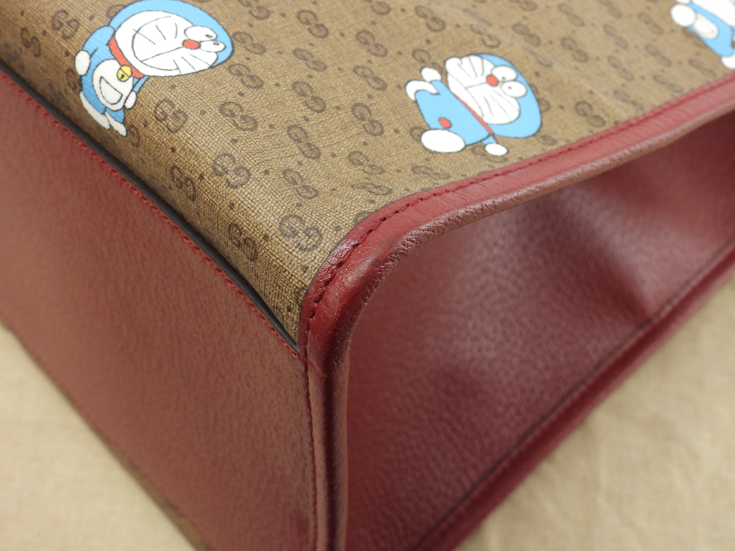 グッチ s付トートバッグ大 ドラえもん マイクロGG茶赤 ハンドバッグ大 ショルダーバッグ 美品@ 13