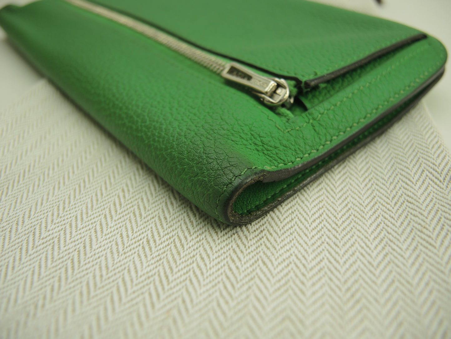 エルメス ドゴンロング トゴ バンブー シルバー金具 2折長財布@□R 10