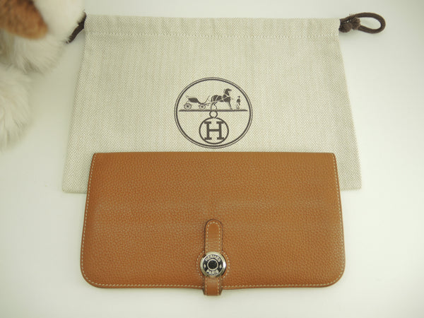 エルメス ドゴンロング トゴ ゴールド シルバー金具 2折長財布@T 3 