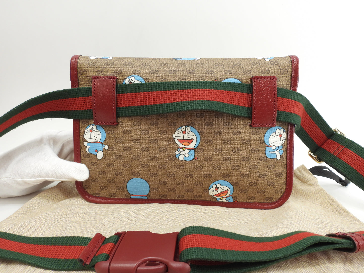 グッチ ベルトバッグ ドラえもん マイクロGG茶赤 ボディバッグ 四角 未使用@ 12