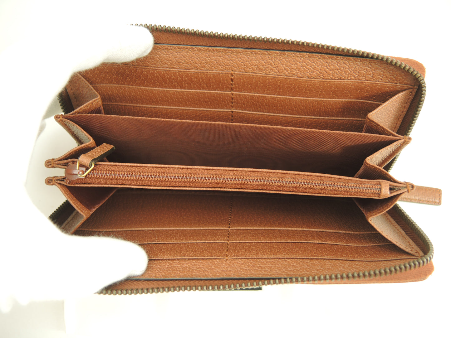 グッチ ロングウォレット ヤンキース GGスプリーム茶 MLBコラボ ジップ長財布 新品@ 5