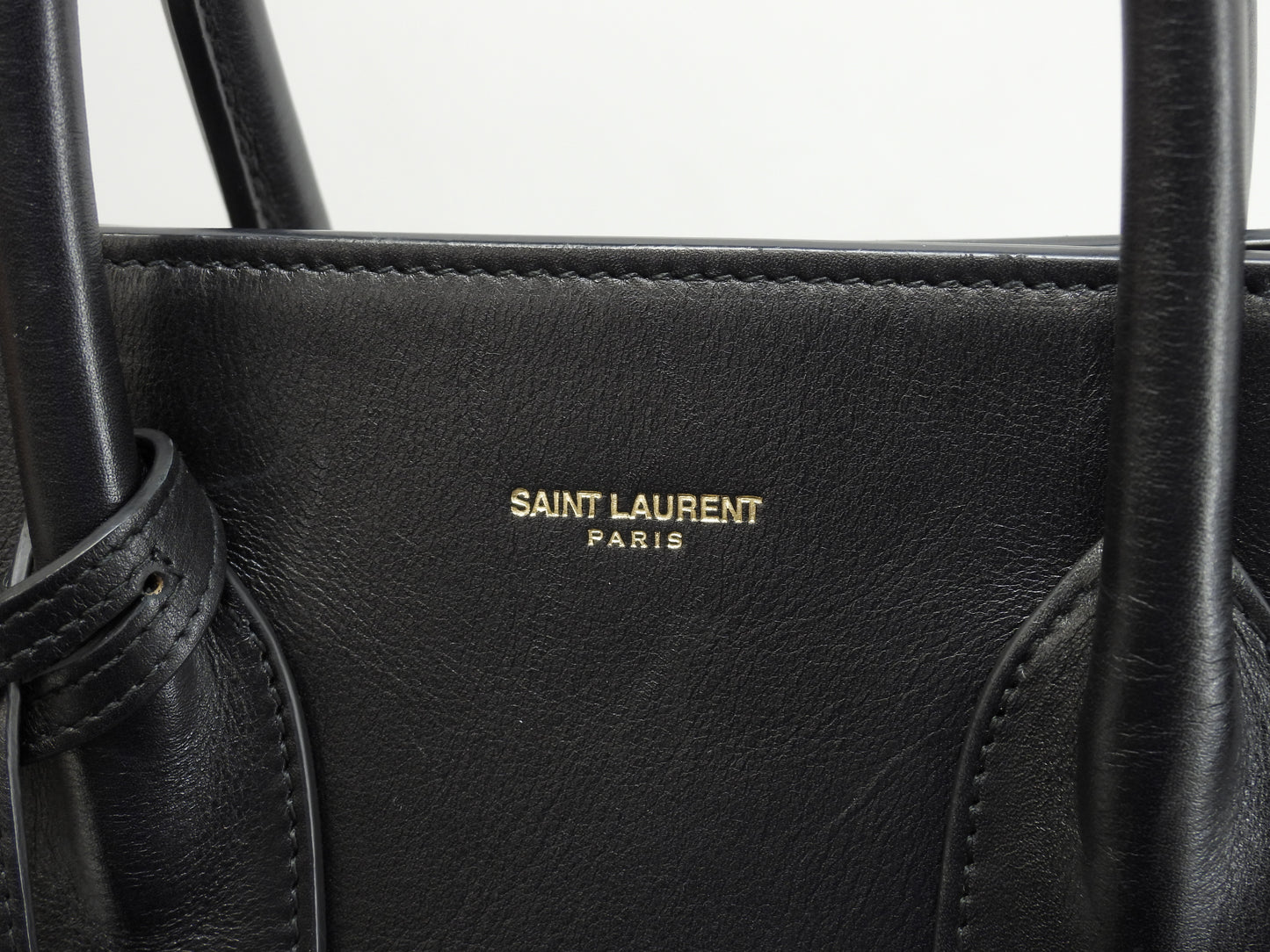サンローラン サックドジュール スムースレザー 黒 トートバッグ ハンドバッグ YSL 美品@VLR324823-1013 2