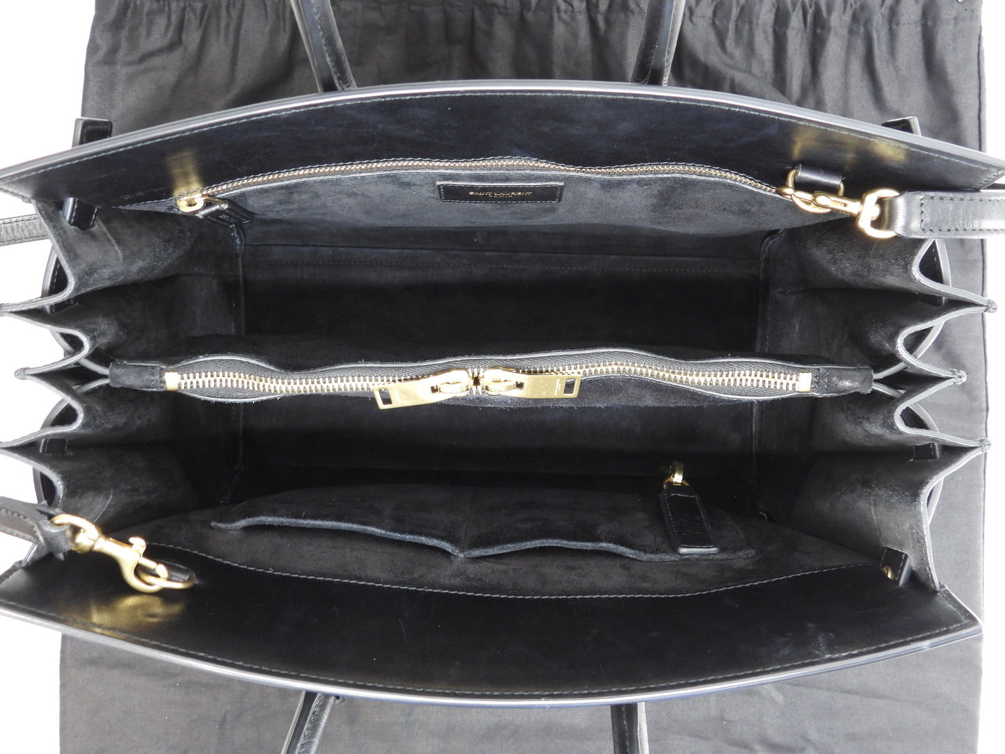 サンローラン サックドジュール スムースレザー 黒 トートバッグ ハンドバッグ YSL 美品@VLR324823-1013 2