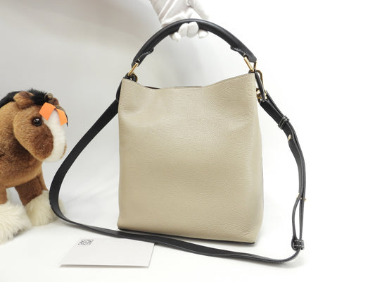 ロエベ Tバケット スモール レザー灰黒緑 2wayハンドバッグ ポシェット クロスボディ@261821