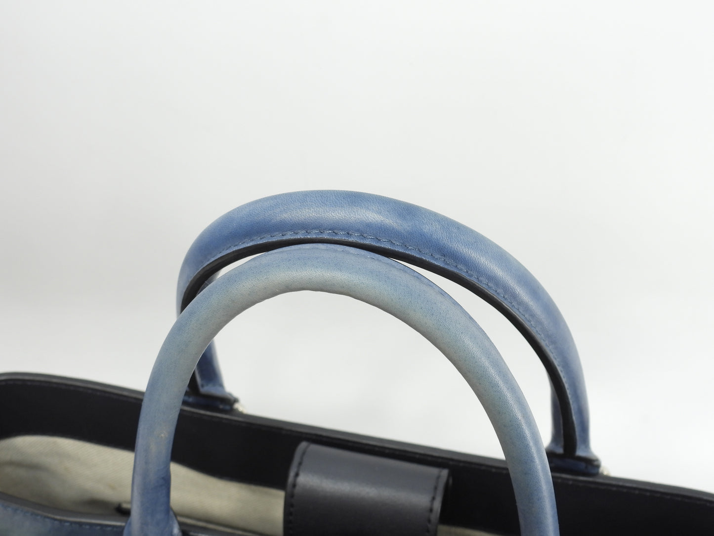 ベルルッティ トゥジュールXS カリグラフィ レザー灰青 トートバッグ メンズ@U0224