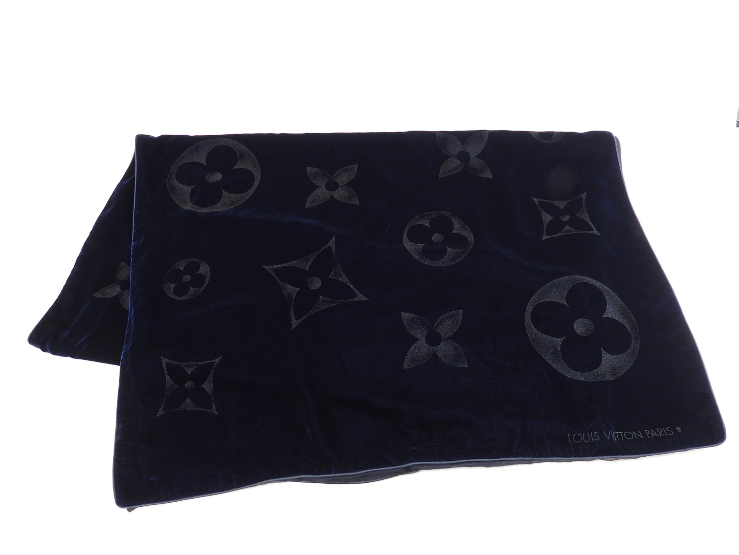ルイヴィトン エシャルプベルベットGM M71533 ナイトブルー ショール膝掛 美品@ 1