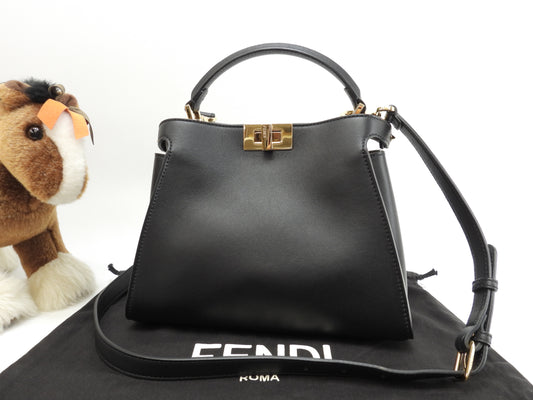 フェンディ ピーカブーミニ アイシーユー レザー黒 ポシェット ハンドバッグ 極美品@ 1