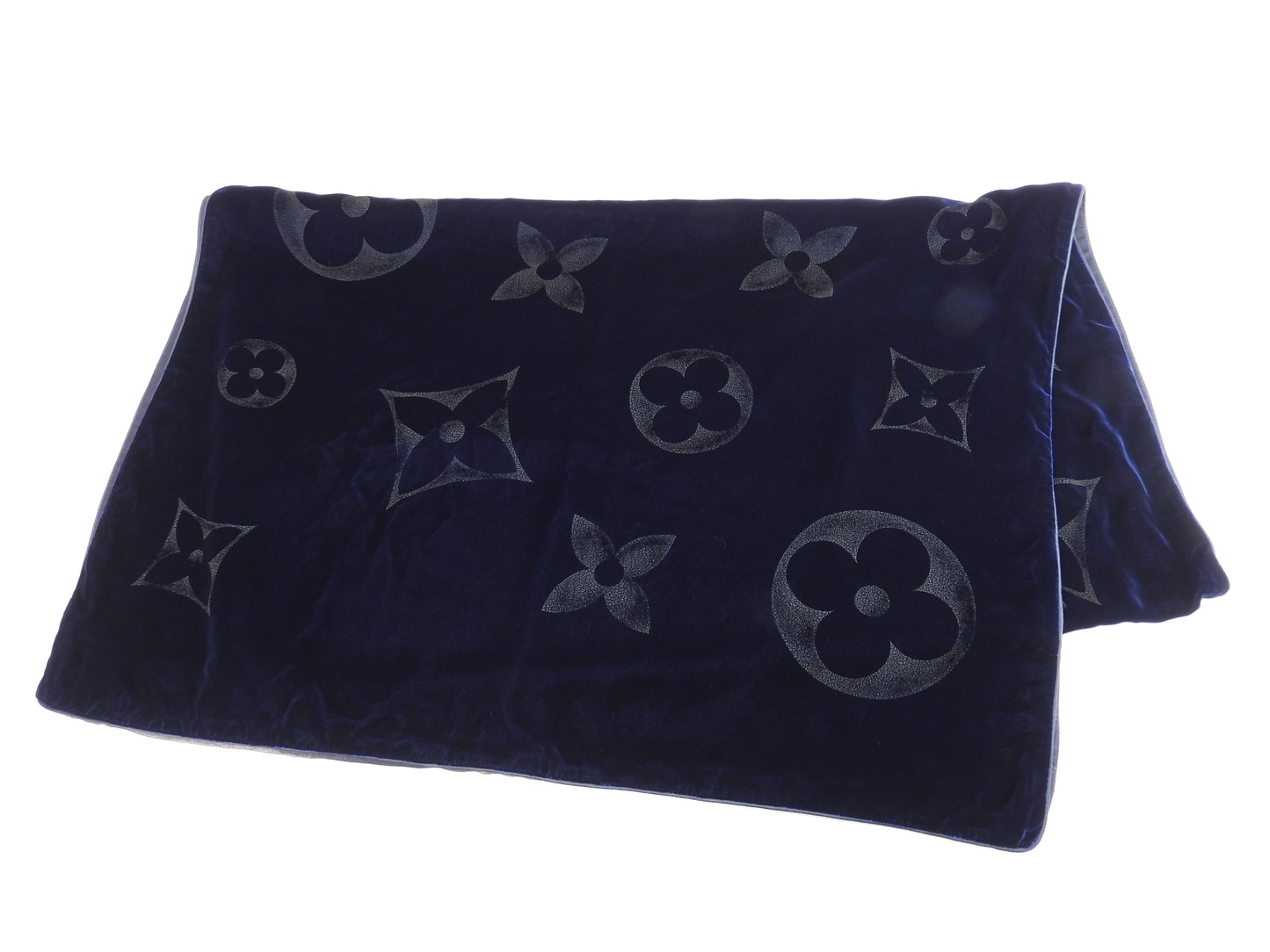 ルイヴィトン エシャルプベルベットGM M71533 ナイトブルー ショール膝掛 美品@ 1